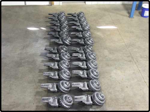Tricone Cutters Lined Up on the Floor